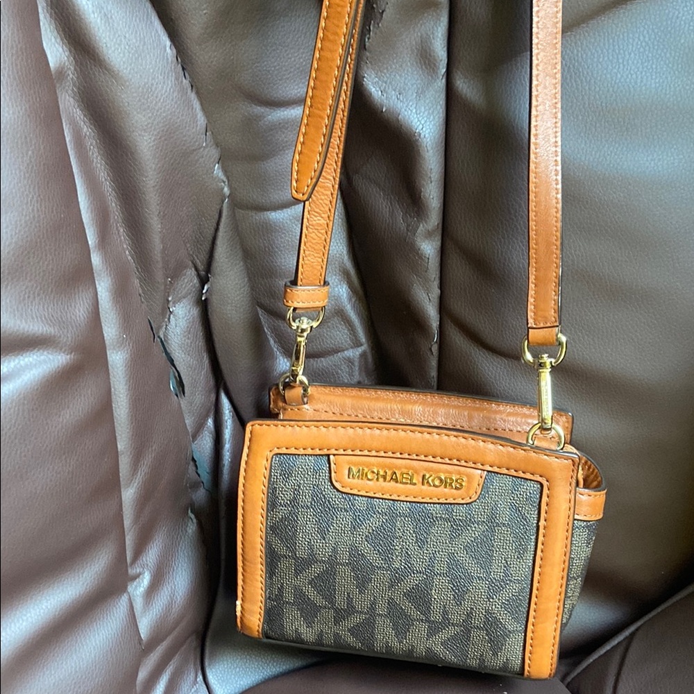 Michael Kors Brown and Tan Crossbody Bag
